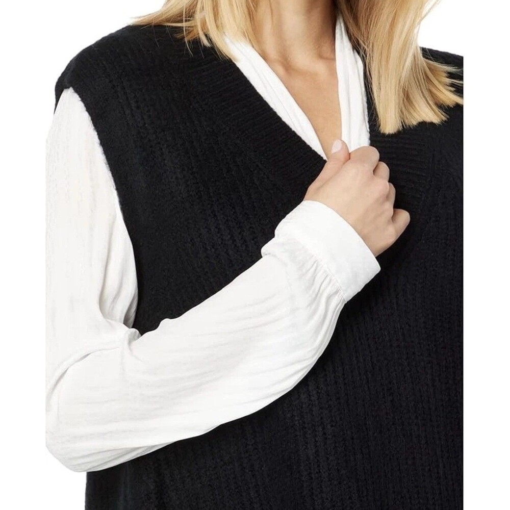 Vince Camuto Womens Knit V-Neck Sweater Vest Black XL - Picture 2 of 3